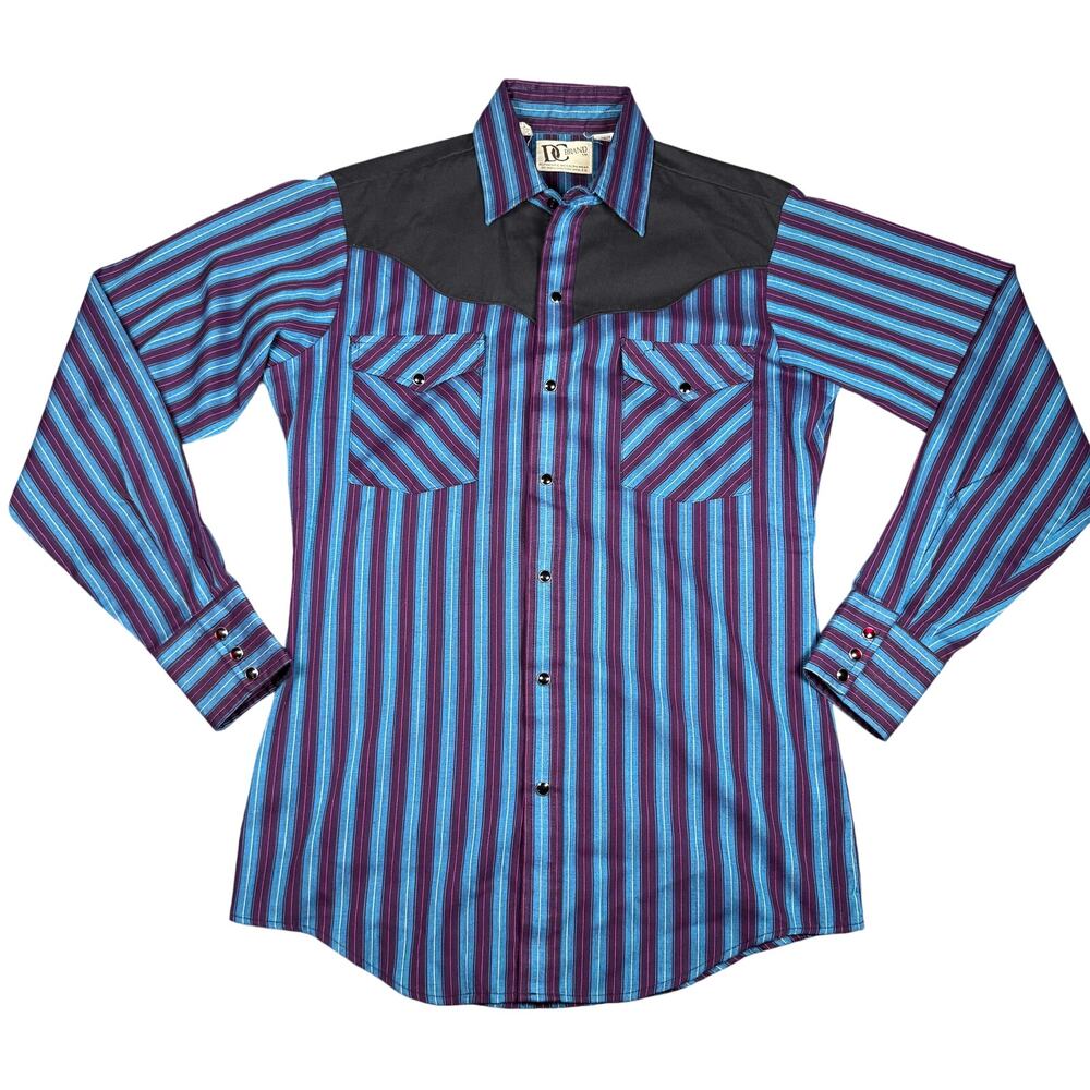 Vintage 70s Dee Cee Pearl Snap Western Shirt Sawtooth Pocket Plaid Small USA